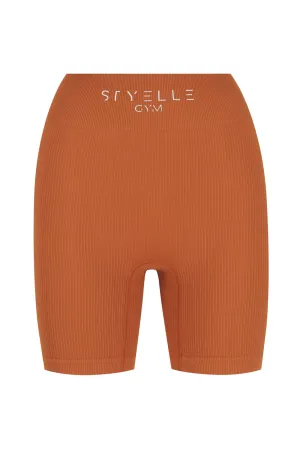 Eloise | Ribbed Activewear Short | Burnt Umber