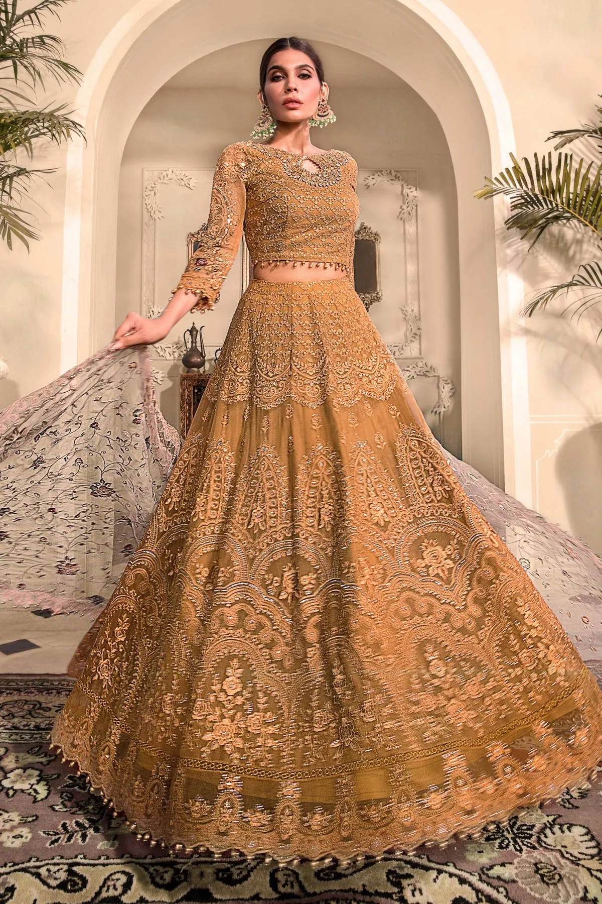 Embroidered Mustard Frock Pakistani Wedding Dresses