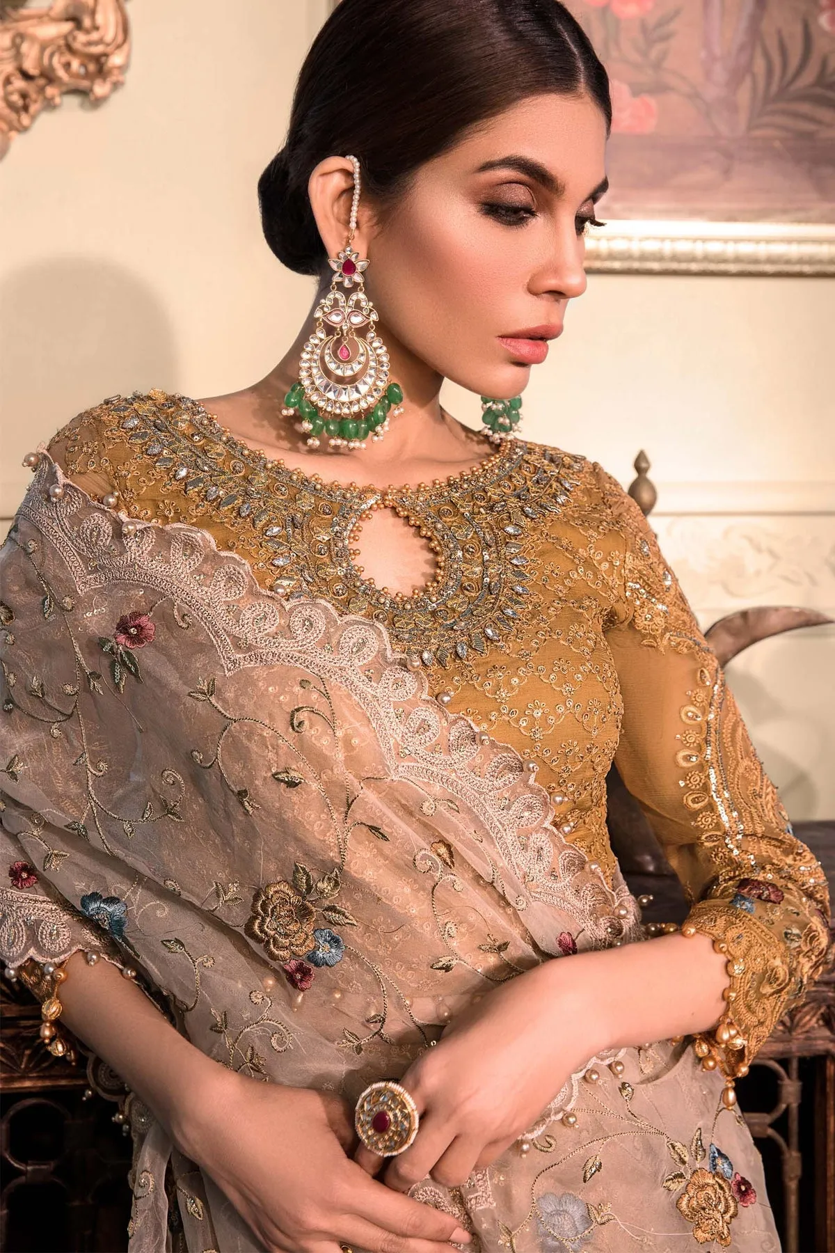 Embroidered Mustard Frock Pakistani Wedding Dresses