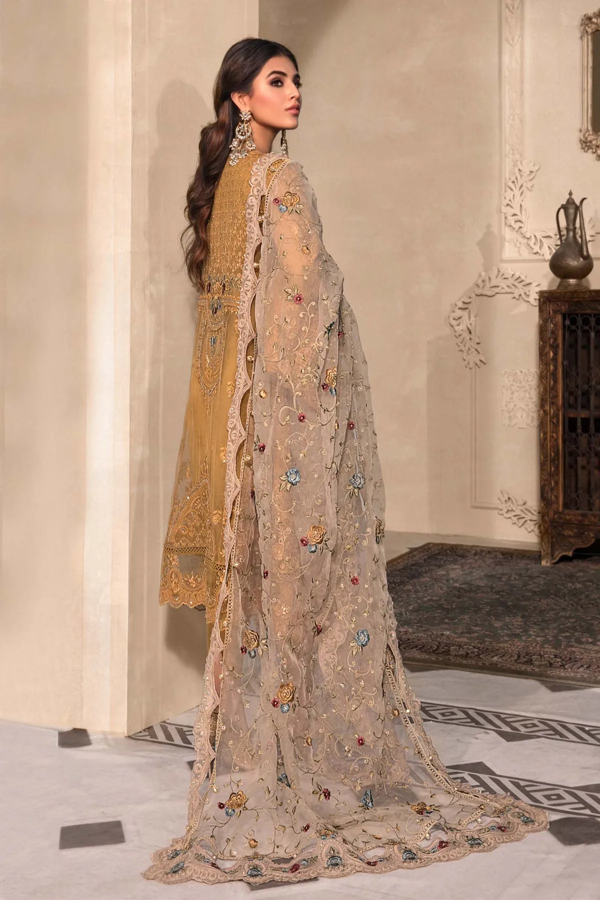 Embroidered Mustard Frock Pakistani Wedding Dresses