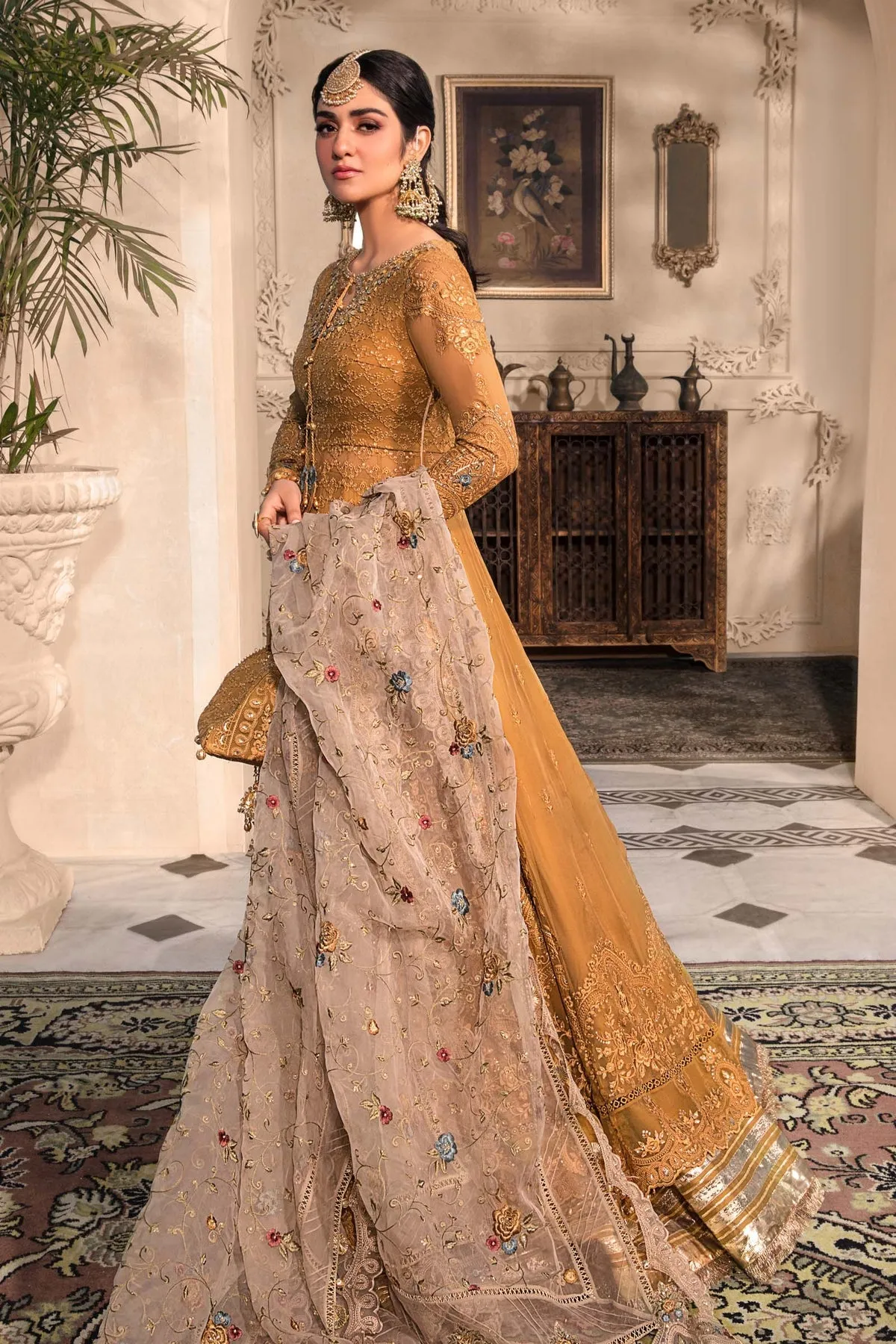 Embroidered Mustard Frock Pakistani Wedding Dresses