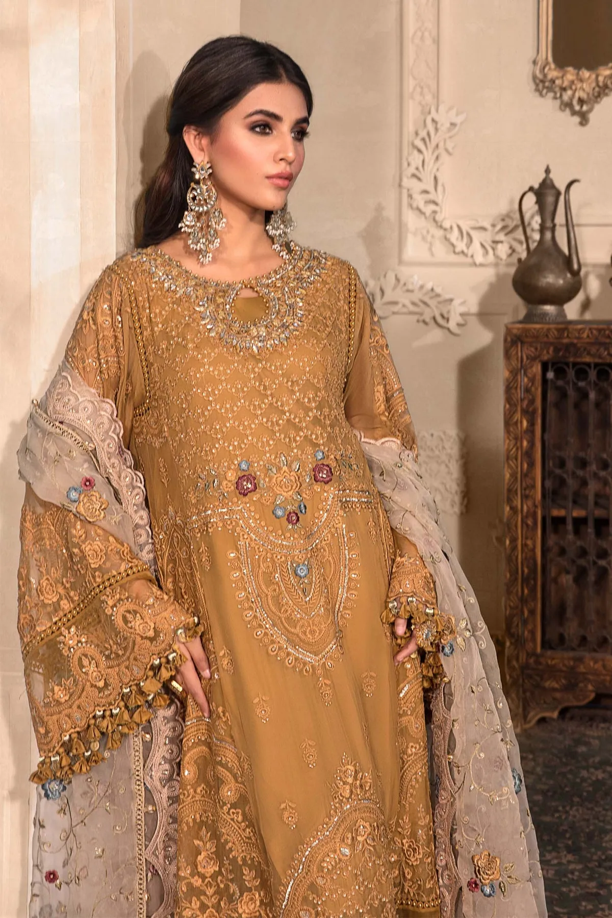 Embroidered Mustard Frock Pakistani Wedding Dresses