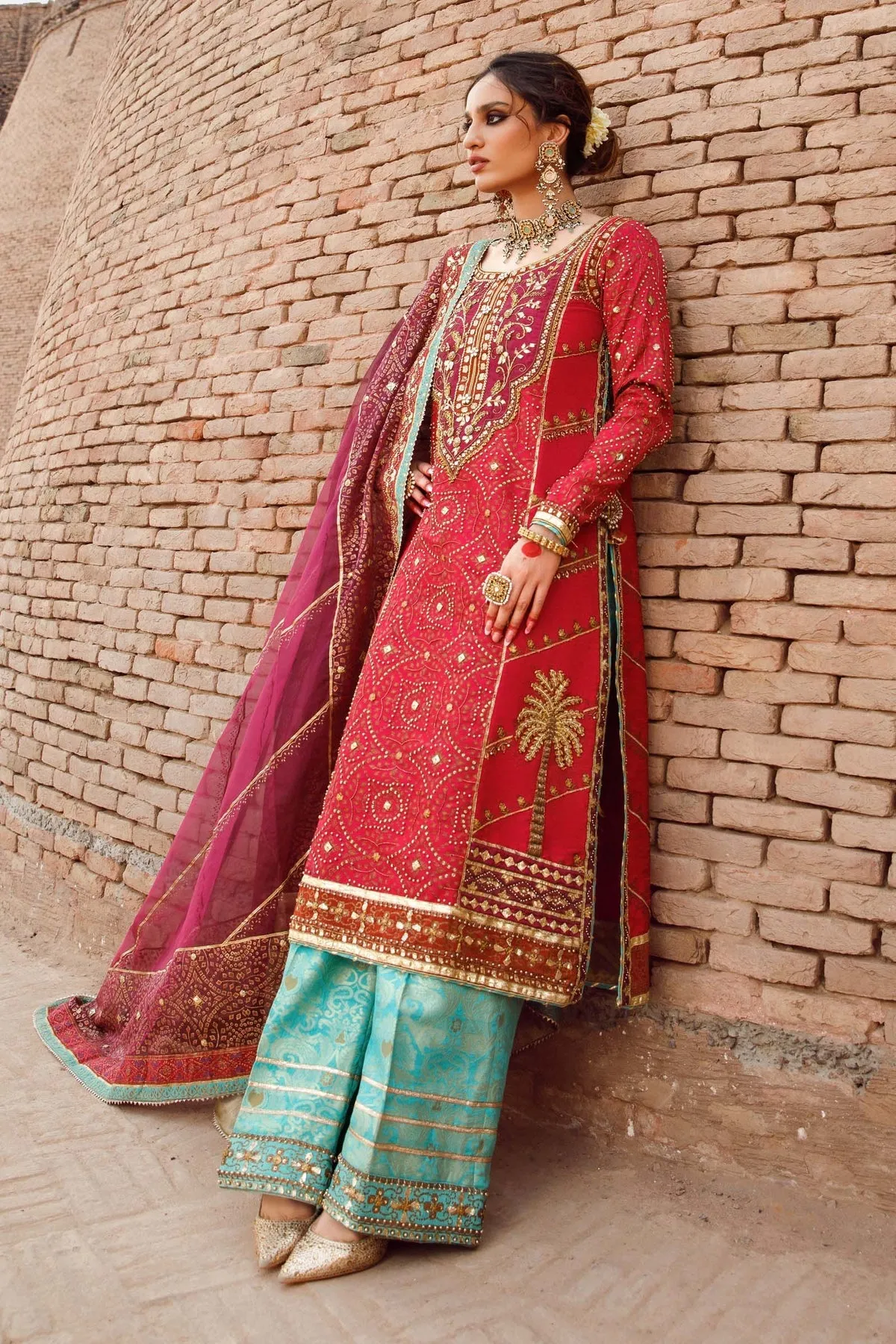 Embroidered Red Salwar Kameez Pakistani Party Dresses