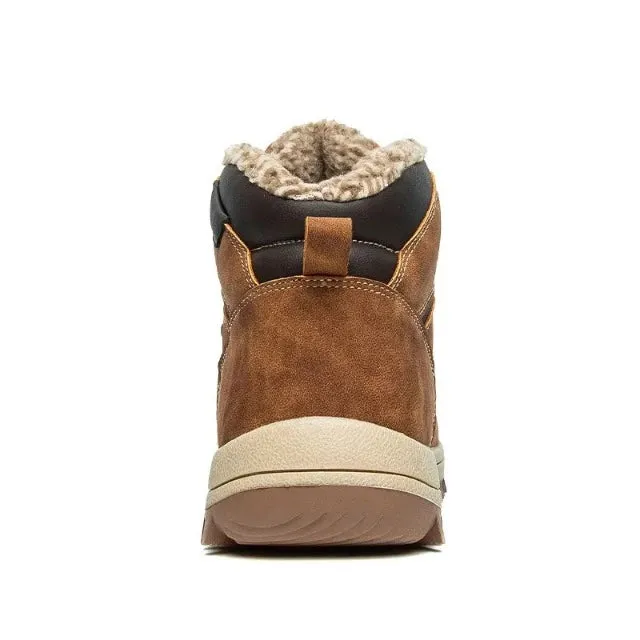 Extravagant men's leather boots, warm plush non-slip waterproof plush boots.