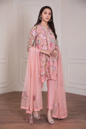 Fancy Pakistani dress in beautiful tea pink color # P2223