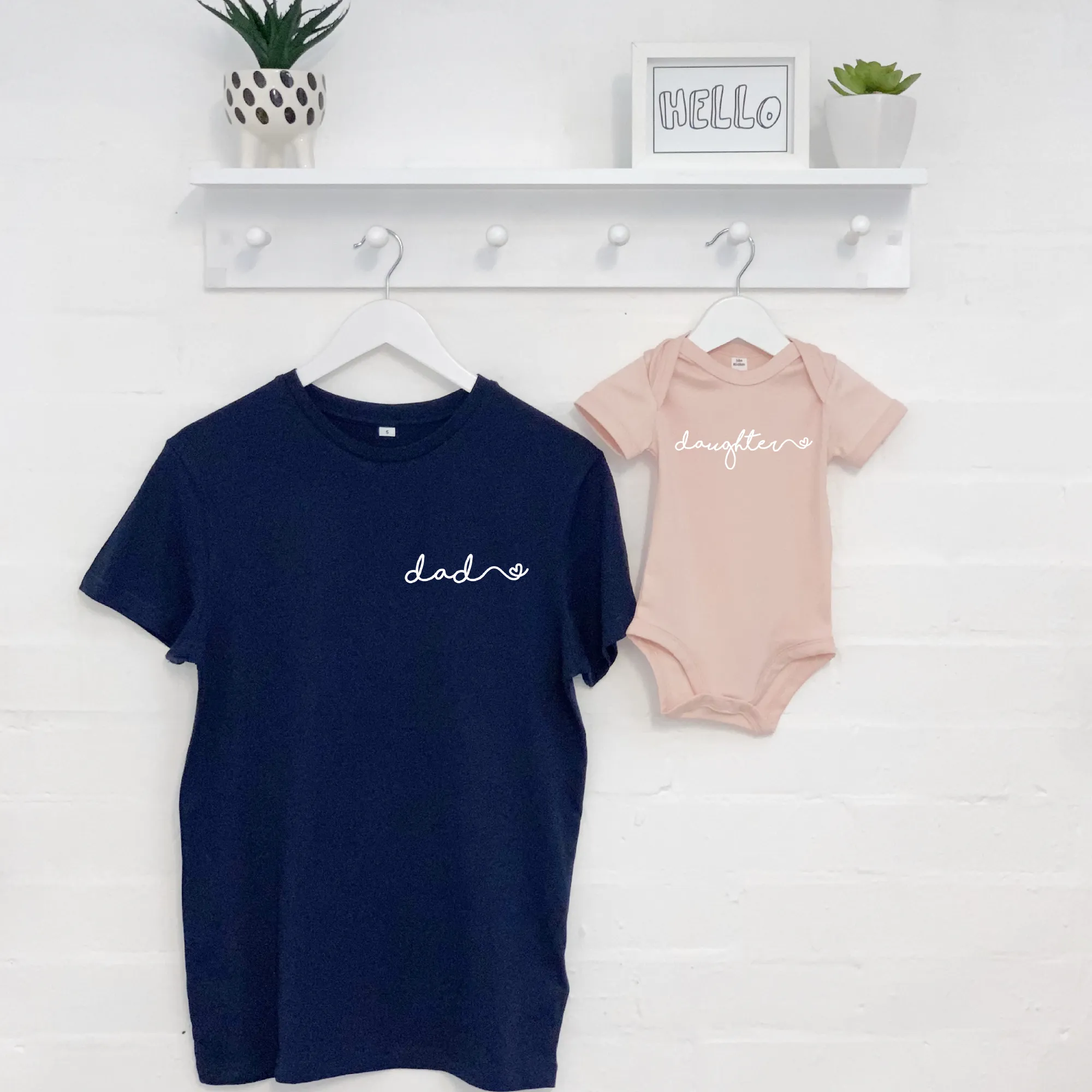 Father And Daughter Heart Matching T Shirt Set