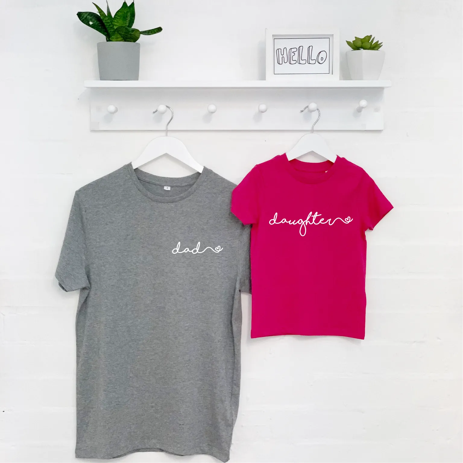 Father And Daughter Heart Matching T Shirt Set