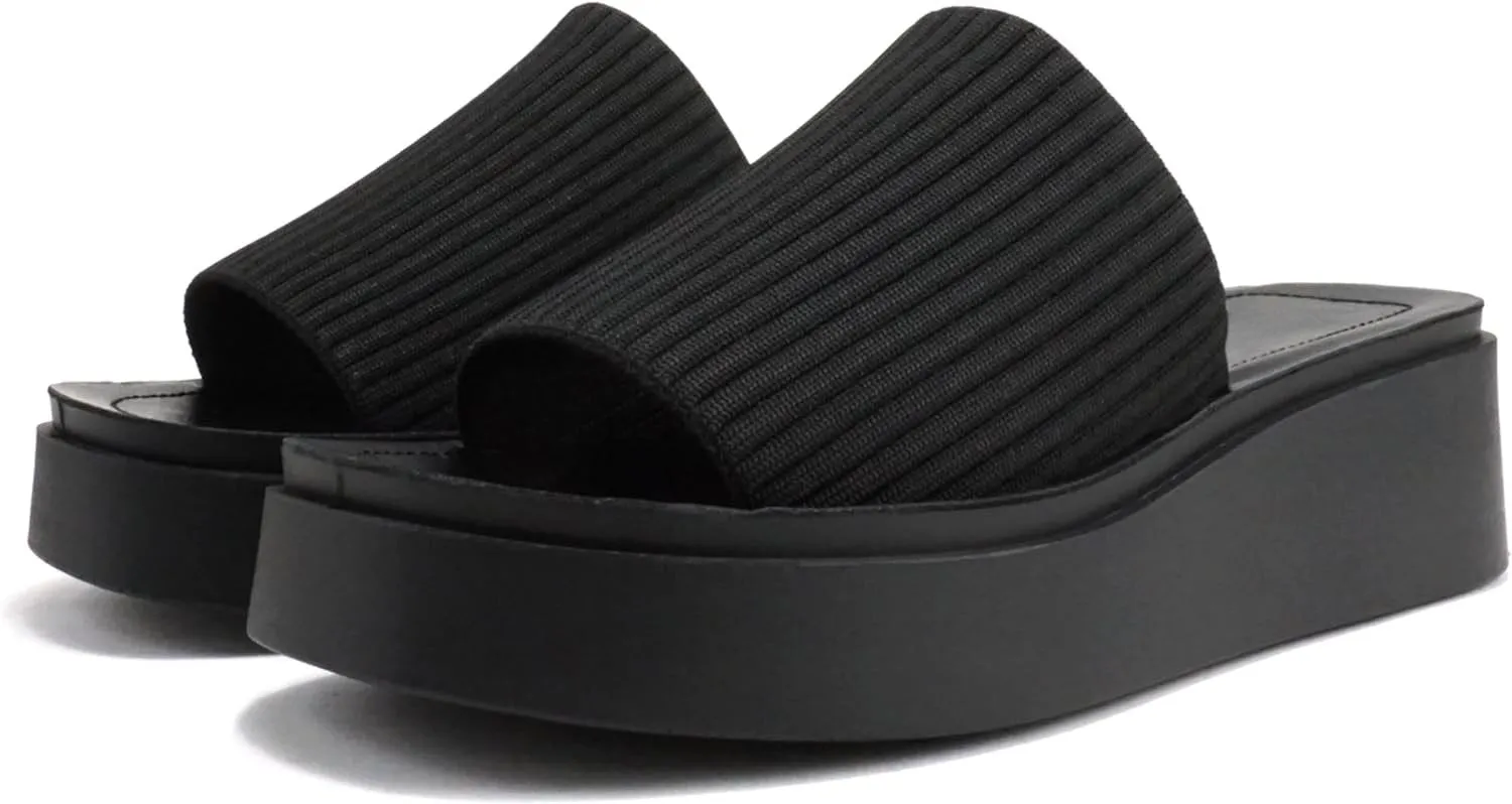 Fatima Platform Sandal- Black
