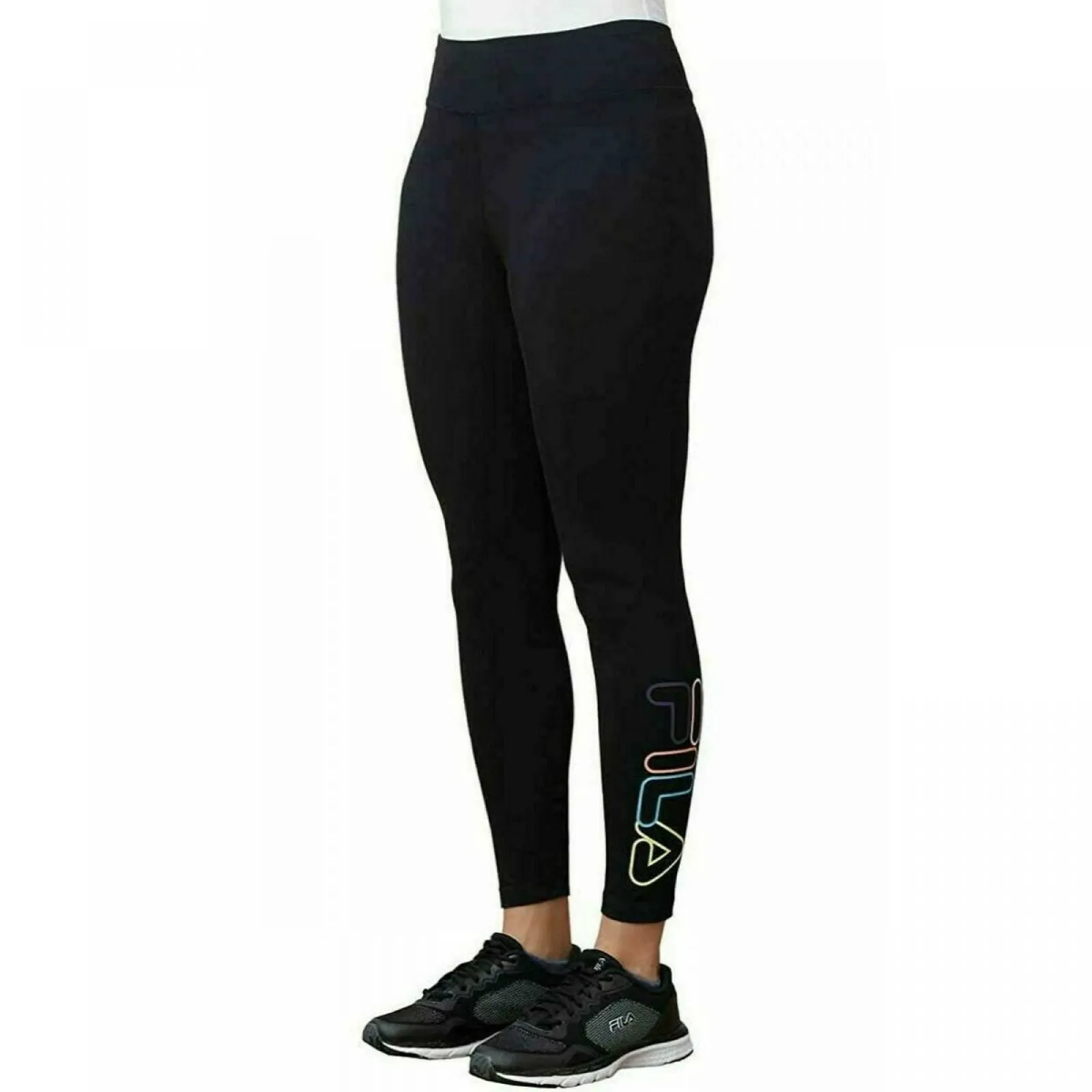 Fila Women's Cotton Blend High Waisted 7/8 Leggings. 1383811 Black Large