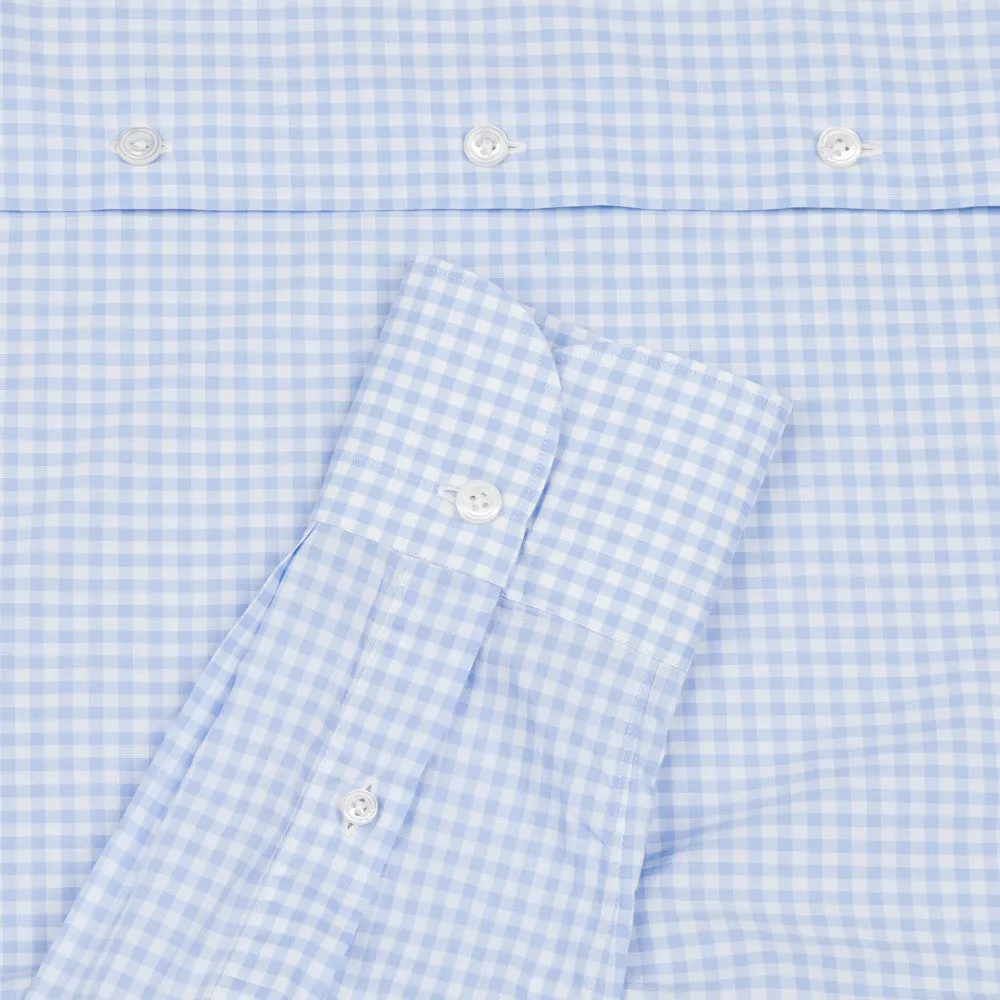 Finamore Milano Sergio collar blue vichy shirt