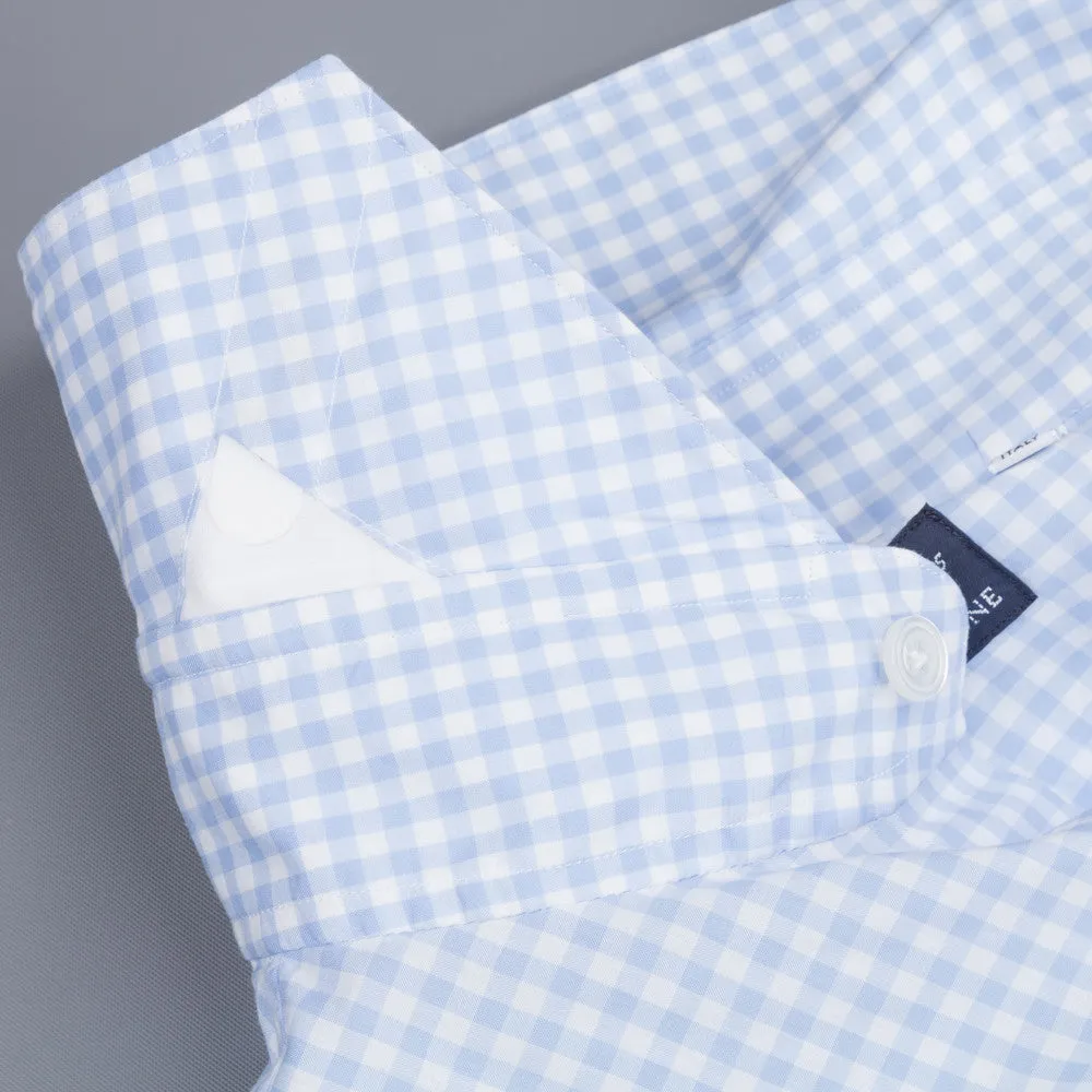 Finamore Milano Sergio collar blue vichy shirt
