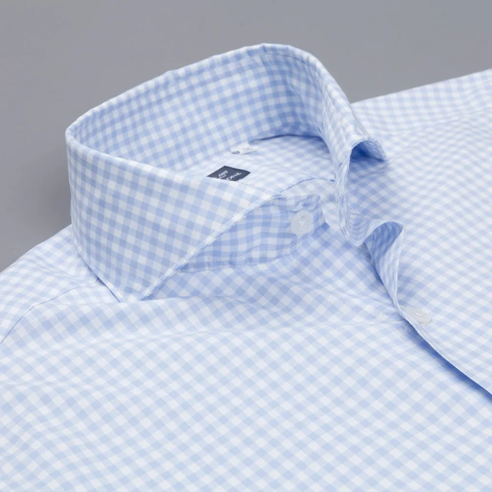 Finamore Milano Sergio collar blue vichy shirt