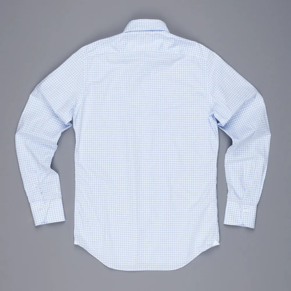 Finamore Milano Sergio collar blue vichy shirt