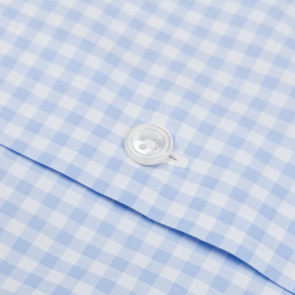 Finamore Milano Sergio collar blue vichy shirt