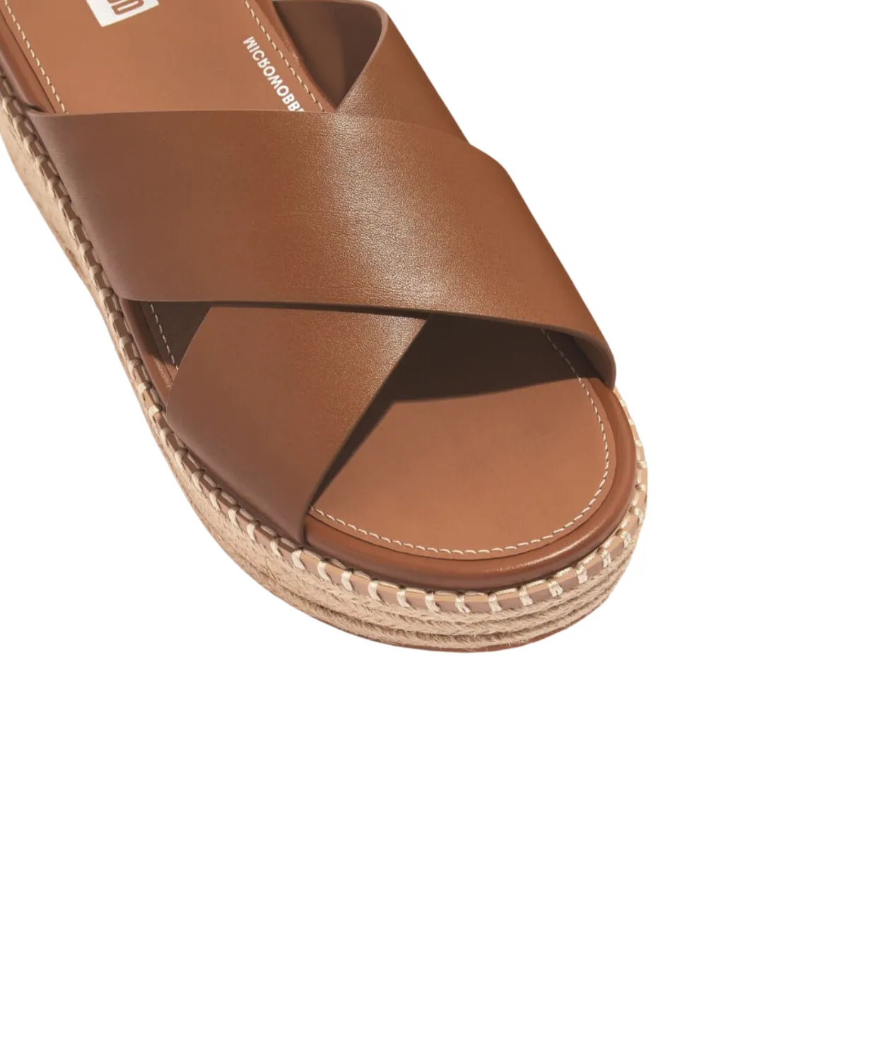 FitFlop Eloise Espadrille Leather Wedge Cross Slide Light Tan