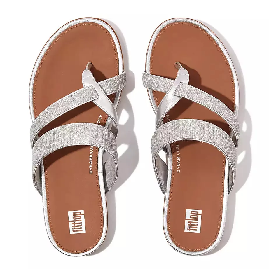 FitFlop Gracie Shimmerlux Strappy Toe-Post Sandals Silver