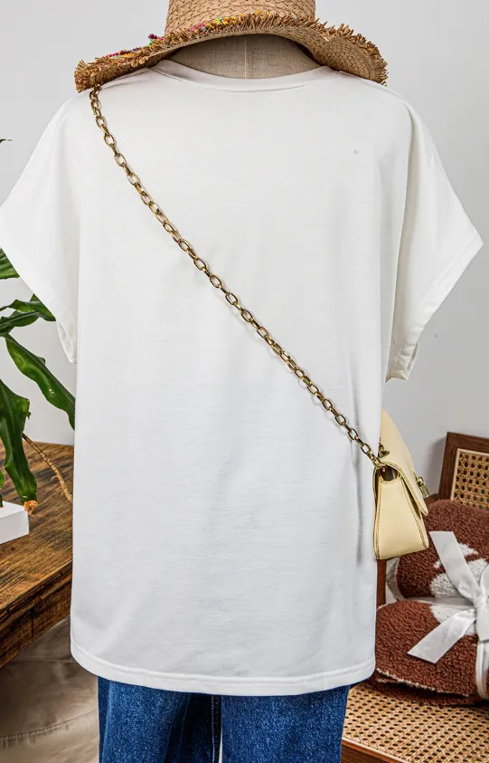 Floral Applique Notched V Neck Dolman Sleeve Top FW25226714-P1