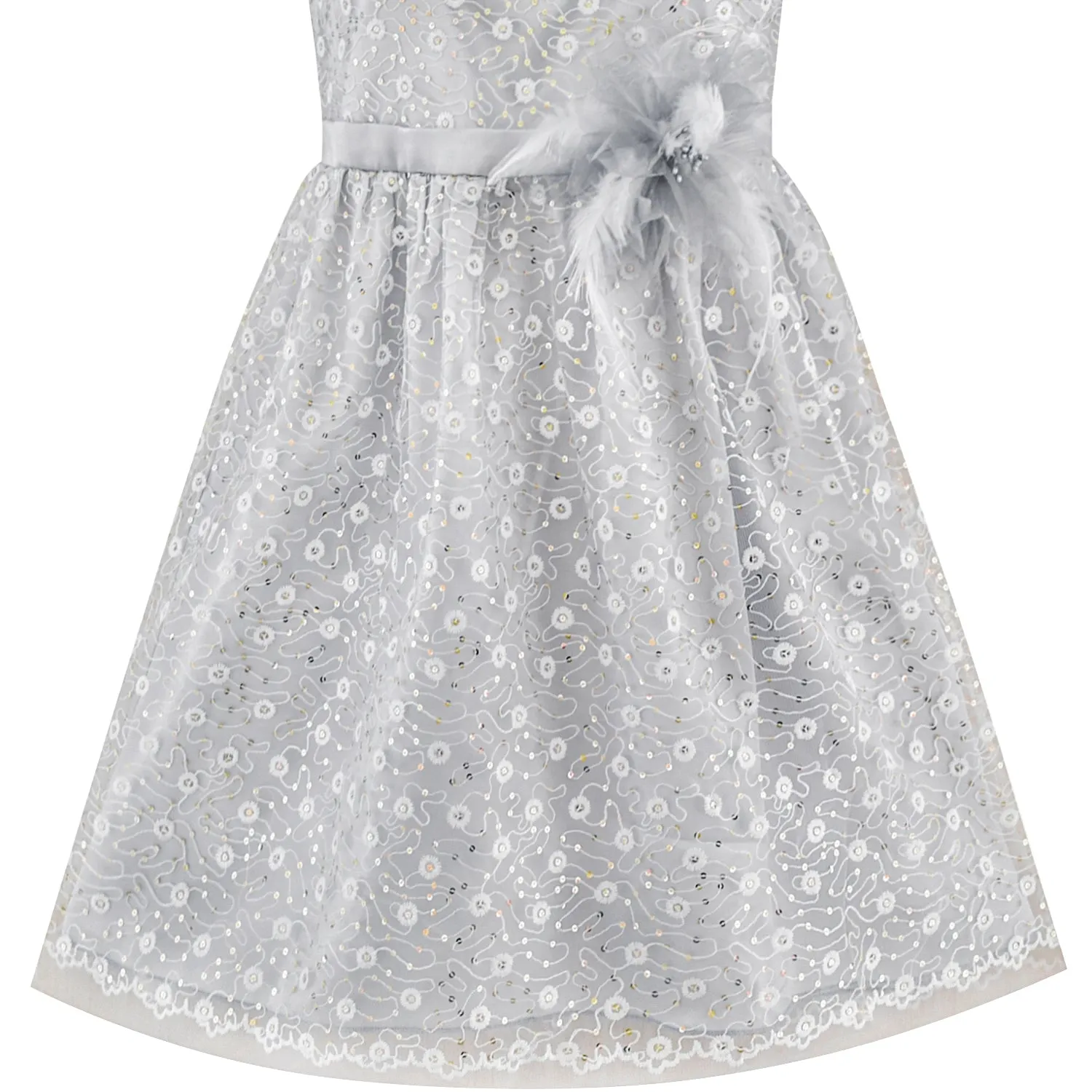 Flower Girl Dress Lace Sequin Flare Wedding Party Size 4-12 Years