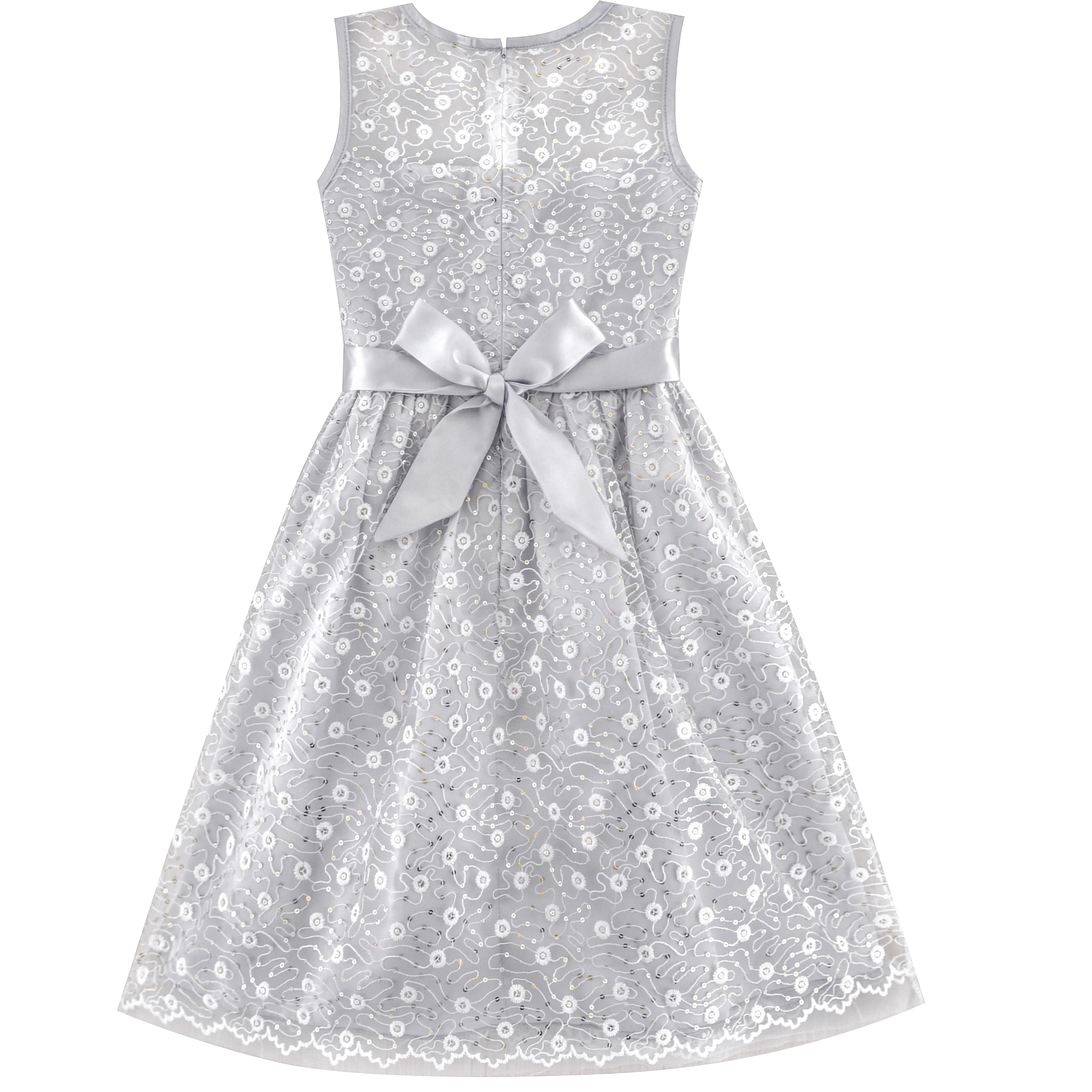 Flower Girl Dress Lace Sequin Flare Wedding Party Size 4-12 Years