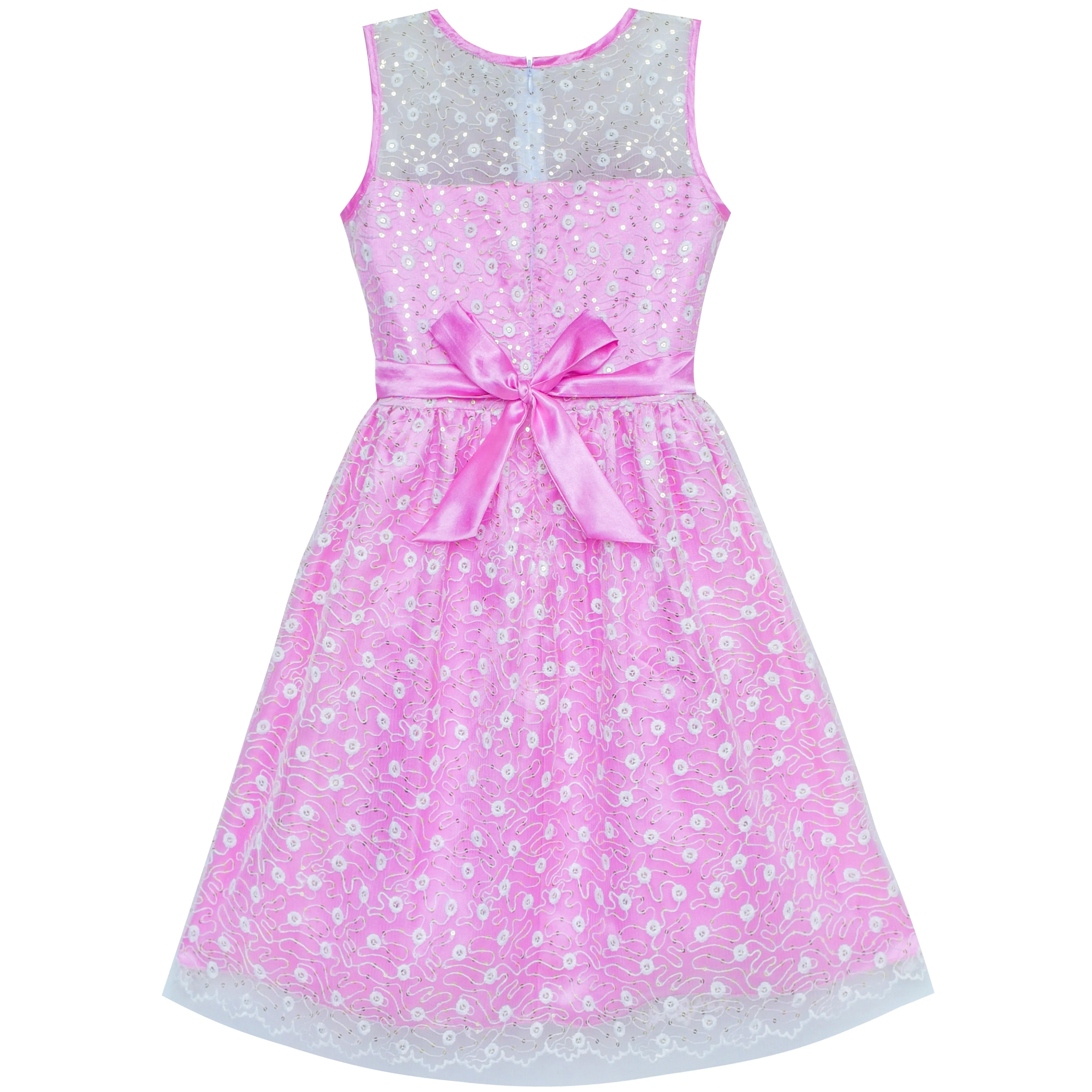 Flower Girl Dress Lace Sequin Flare Wedding Party Size 4-12 Years