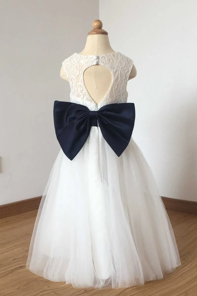 Flower Girl Lace Dress Toddlers Infants Gown with Bow Belt