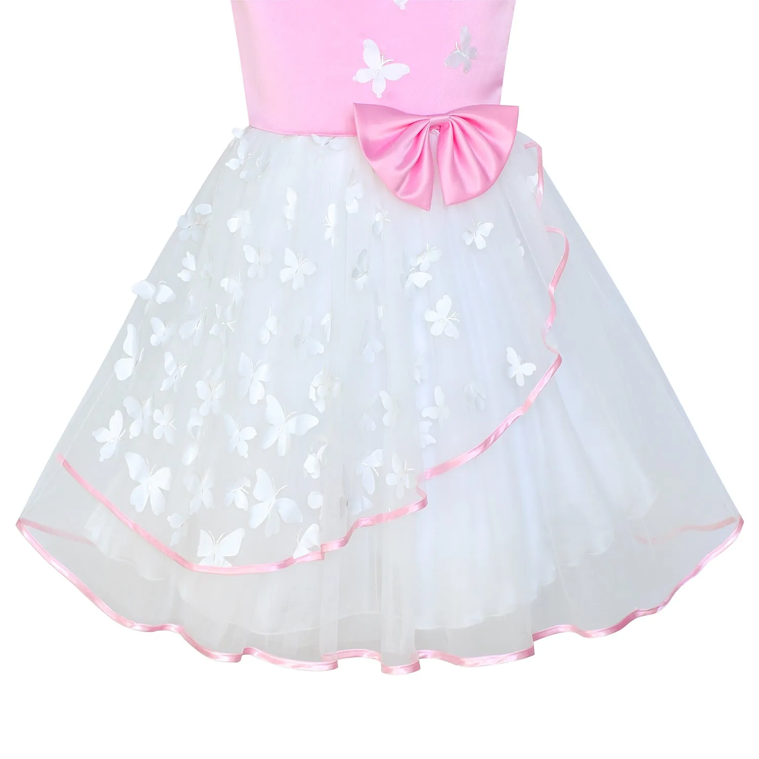 Flower Girls Dress Butterfly Pageant Party Size 6-12 Years