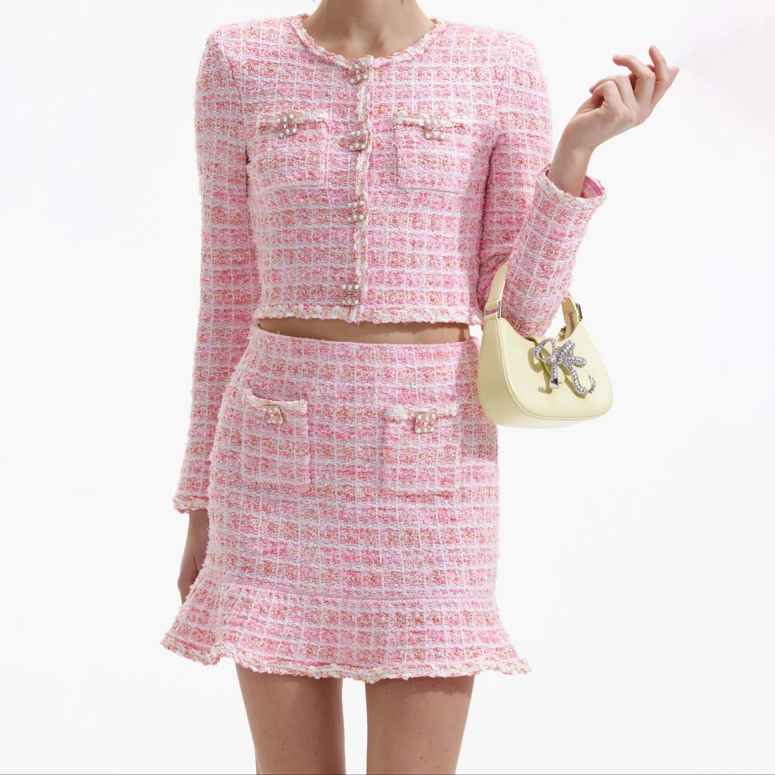 Fran Check Pattern Embellished Co-ord Skirt Set