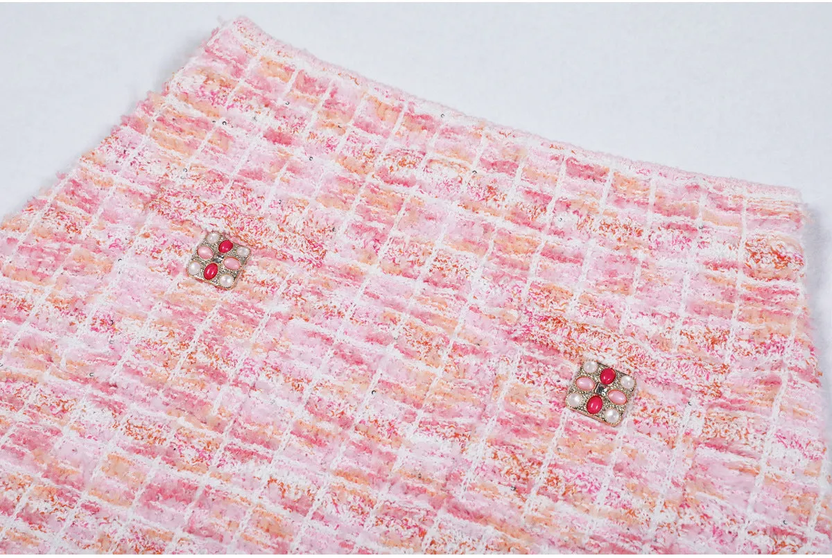 Fran Check Pattern Embellished Co-ord Skirt Set