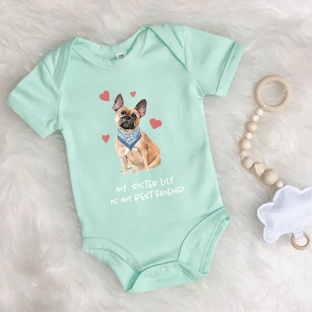 French Bulldog Sibling Personalised Babygrow