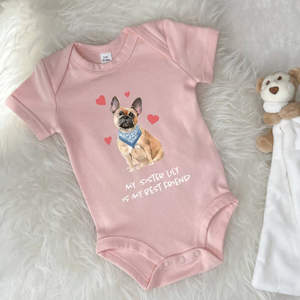 French Bulldog Sibling Personalised Babygrow