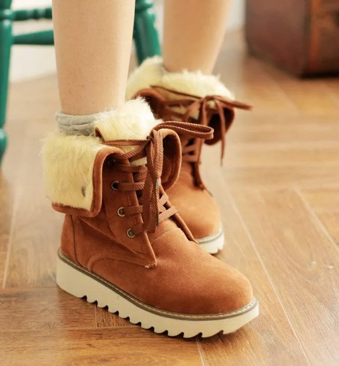 Frosted fur boots snow boots Lace Up Boots