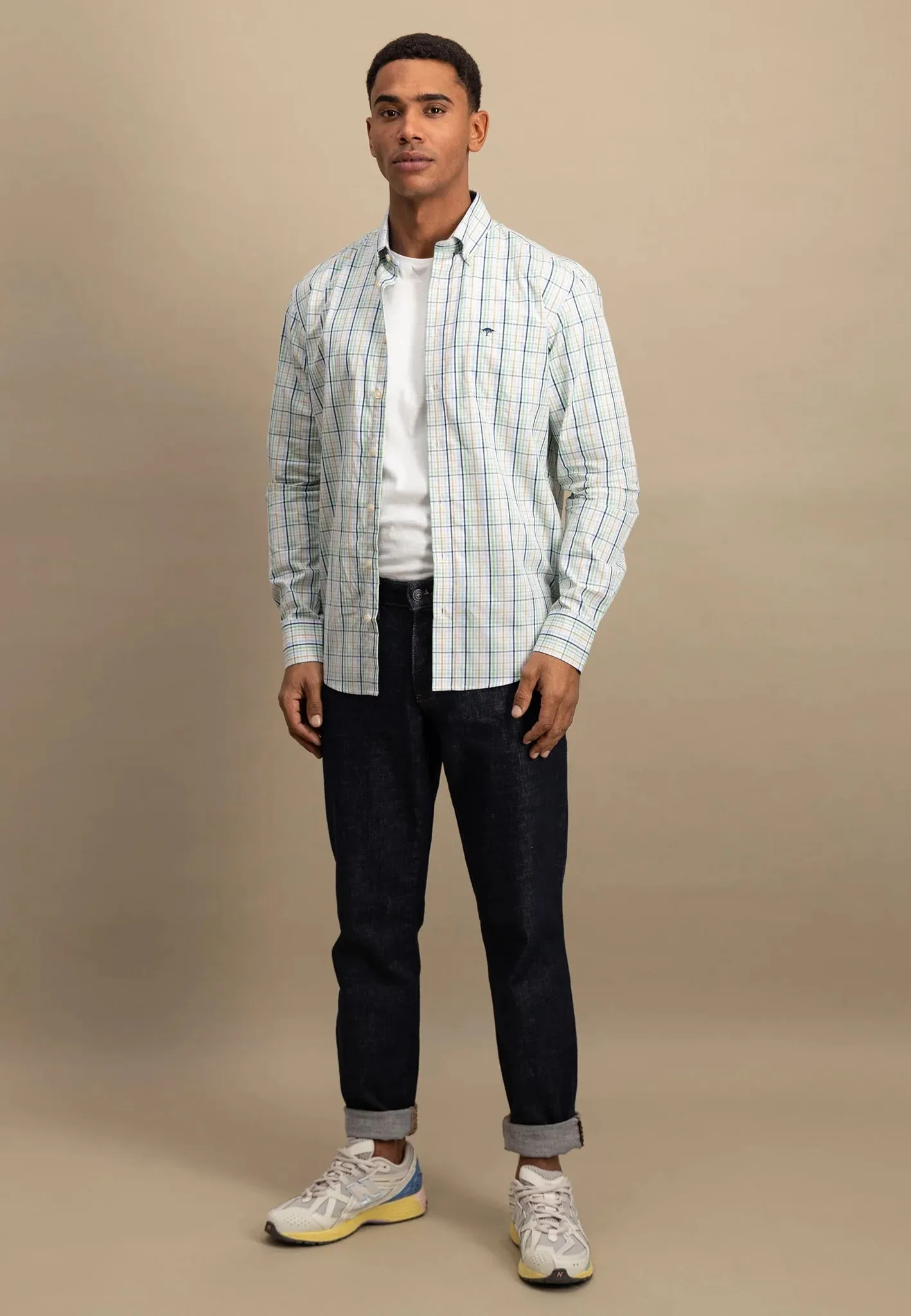 FYNCH HATTON Pure Cotton Checked Shirt - Men's – Turf Green