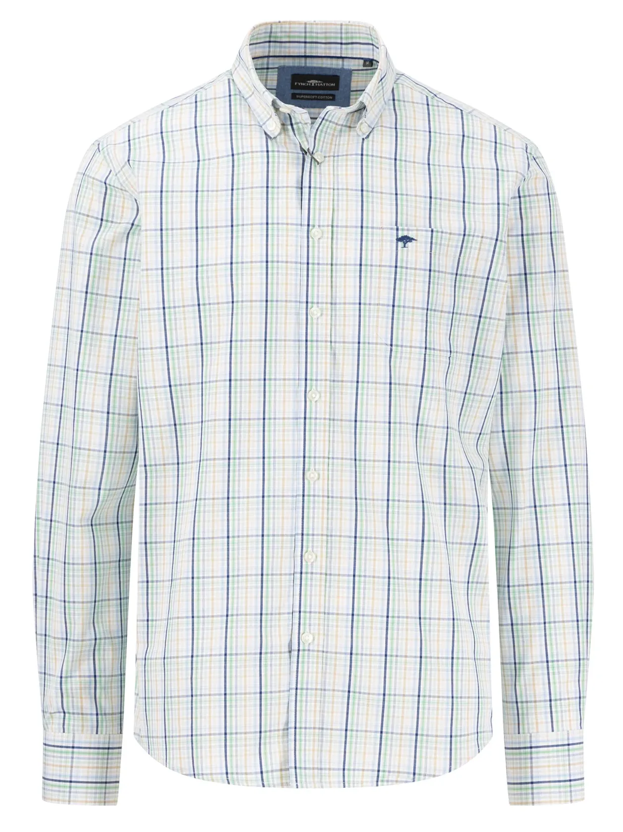 FYNCH HATTON Pure Cotton Checked Shirt - Men's – Turf Green
