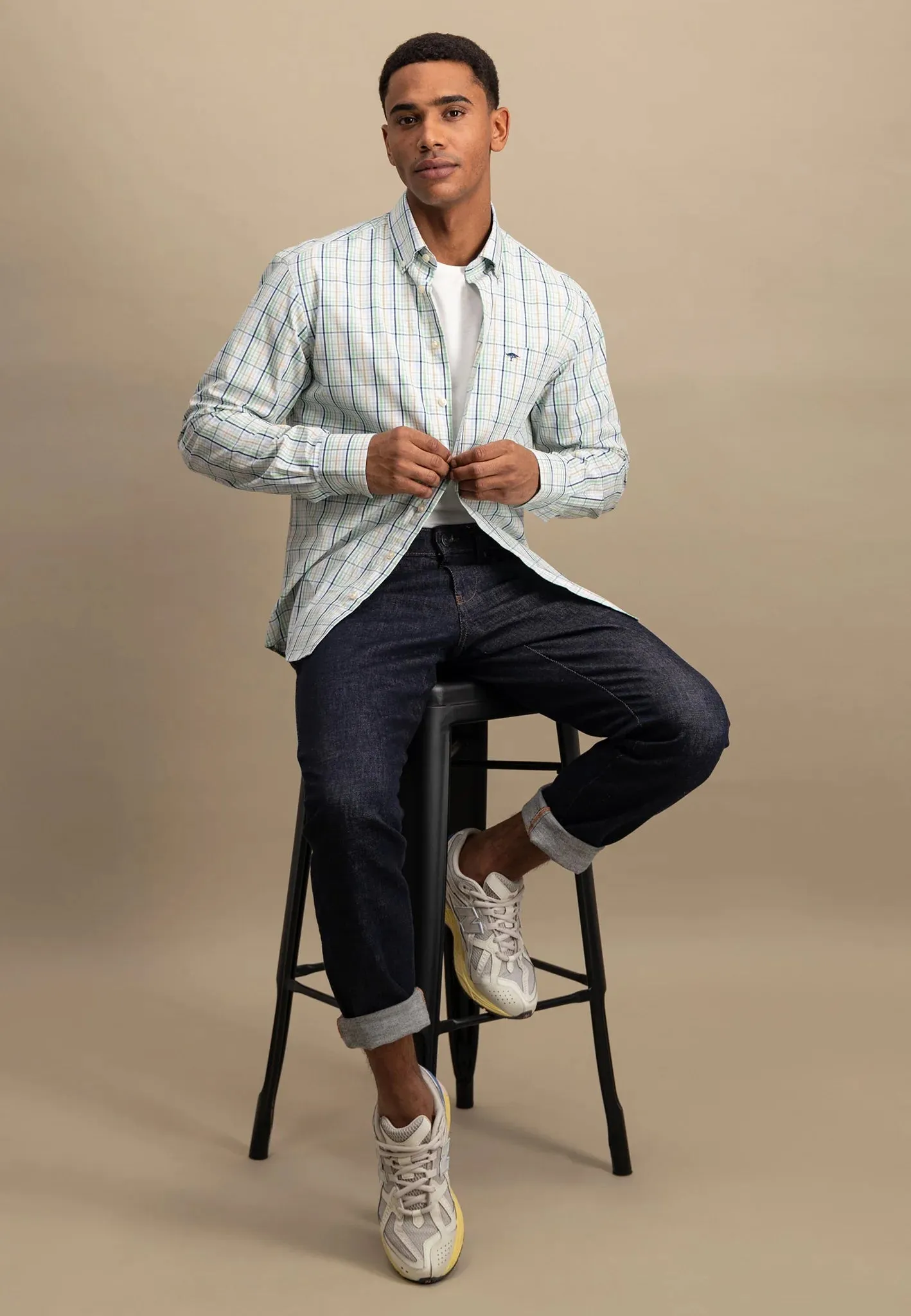 FYNCH HATTON Pure Cotton Checked Shirt - Men's – Turf Green