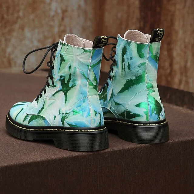 Genuine Leather Women Martin Boot Fashion Winter Warm Shoes Female Motorcycle Ankle Snow Boots for Woman Botas Mujer