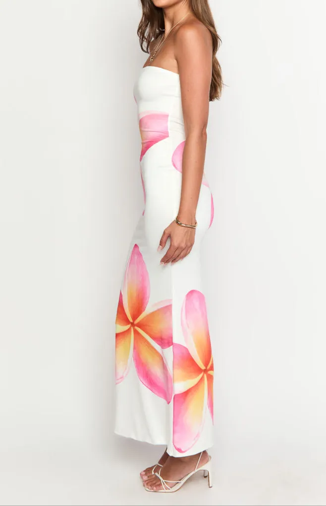 Ginevra White Frangipani Maxi Dress 