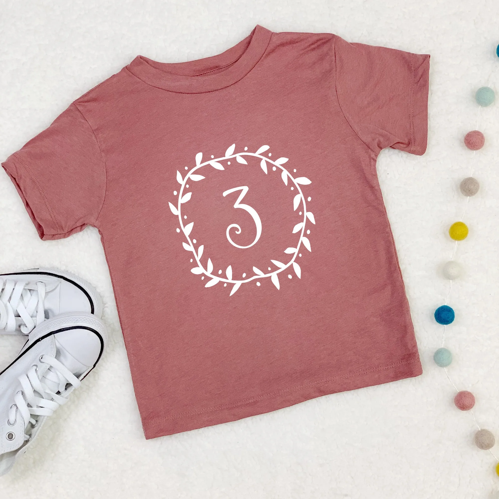 Girls Birthday T Shirt Flower Garland And Number