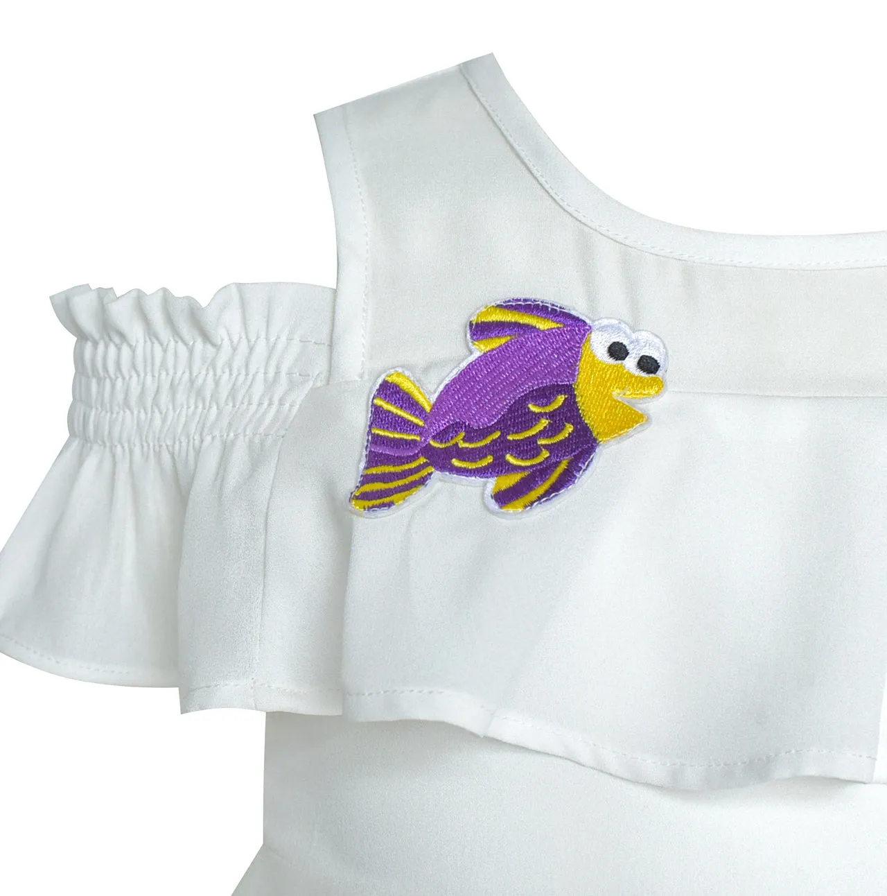Girls Dress Mermaid Princess Off Shoulder Party Dress Headband Size 4-8 Years