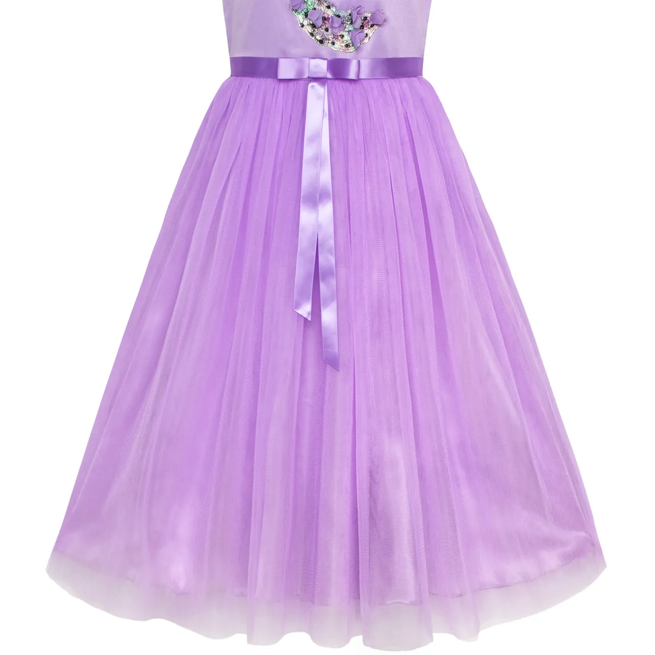 Girls Dress Peacock Illusion Shoulder Bell Sleeve Size 4-14 Years