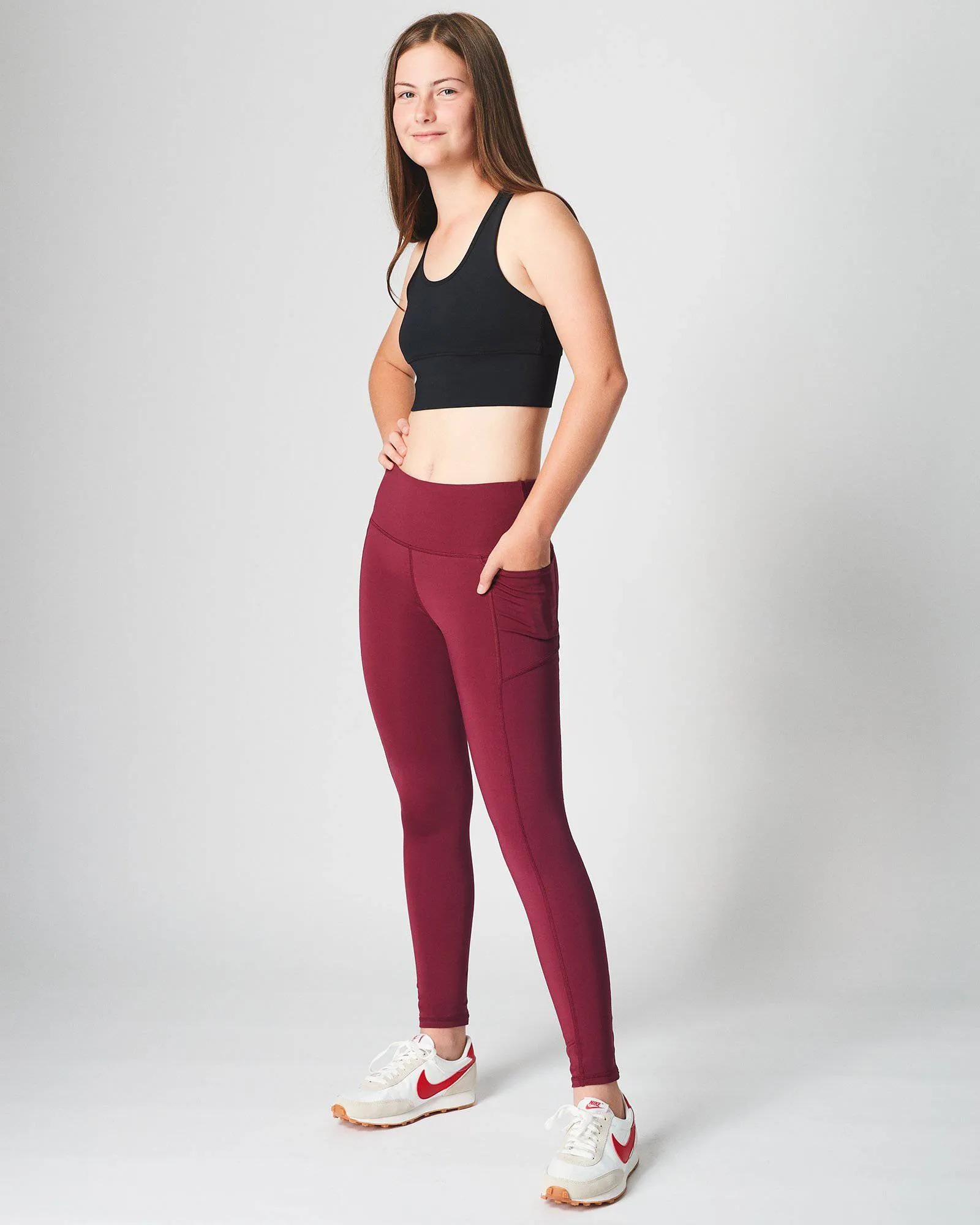 Girls Maroon Long Leggings
