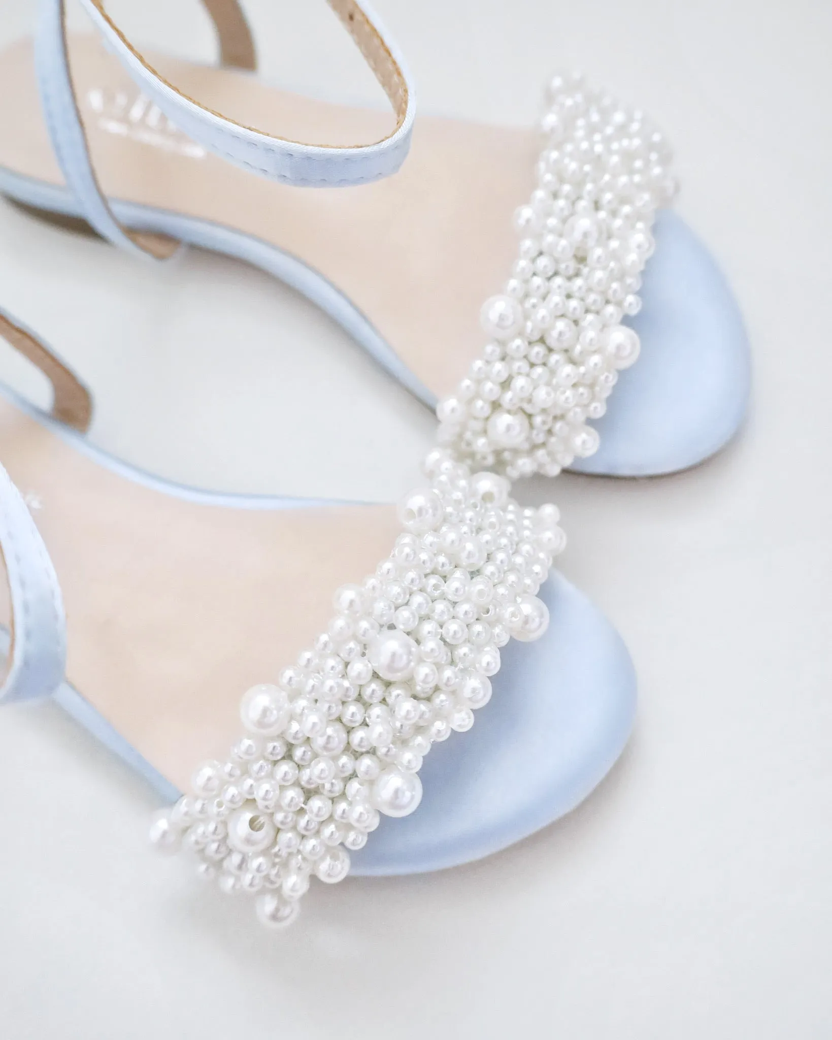 Girls Satin Evening Flat Sandal with Perla Applique