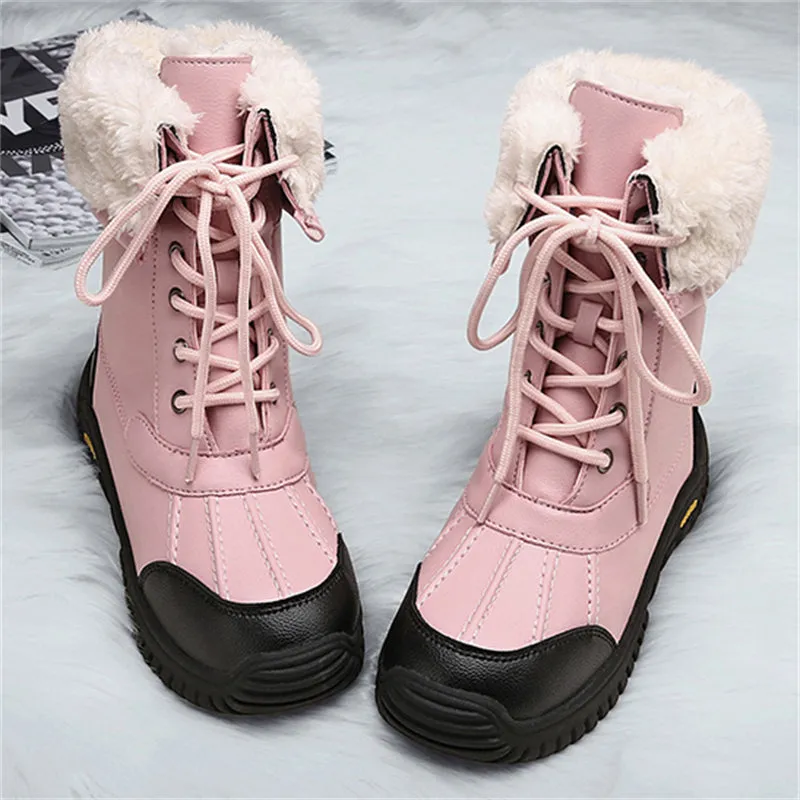 Girl's Waterproof Mid-Calf Keep Warm Short Plush Snow Boots