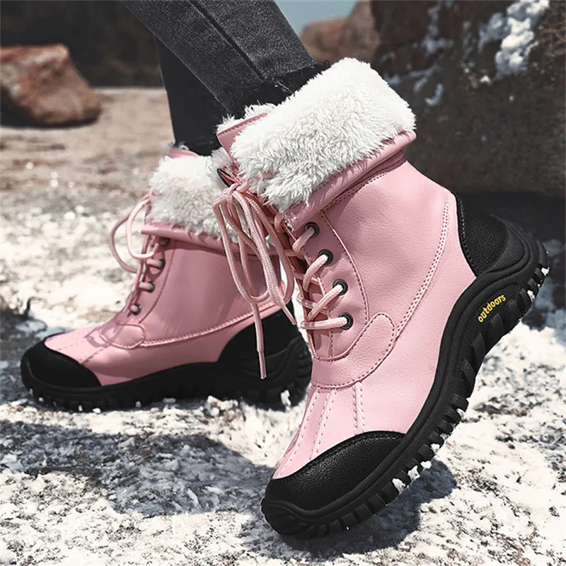 Girl's Waterproof Mid-Calf Keep Warm Short Plush Snow Boots