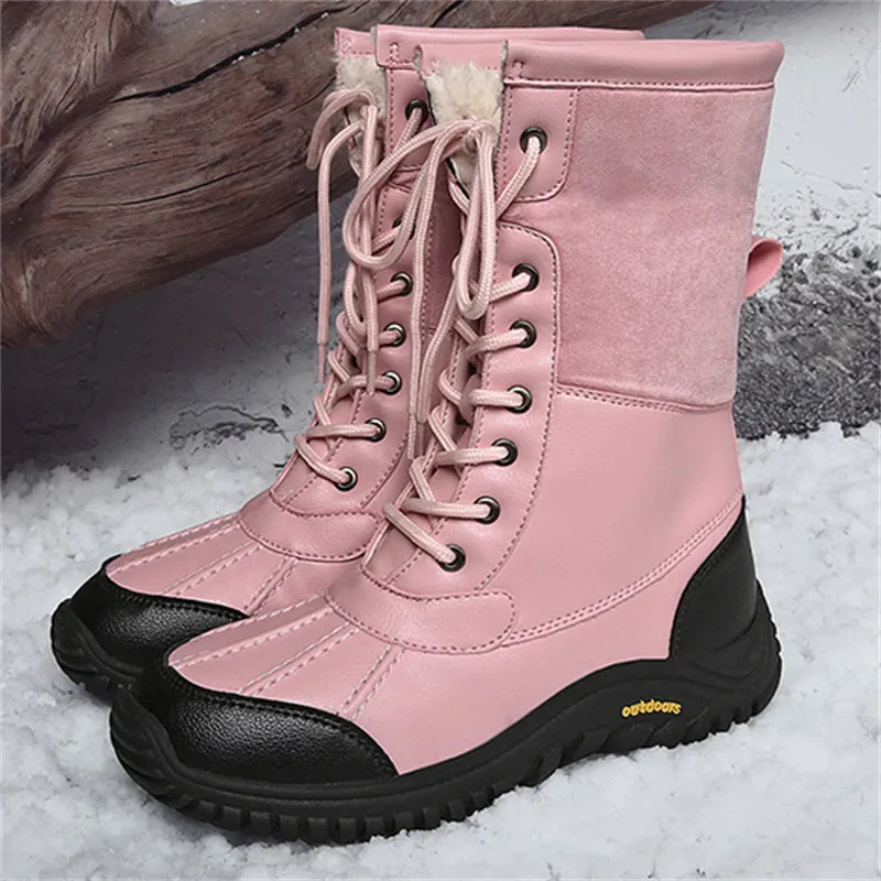 Girl's Waterproof Mid-Calf Keep Warm Short Plush Snow Boots