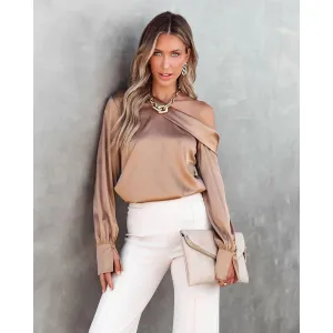 Golden Hour One-Shoulder Satin Top