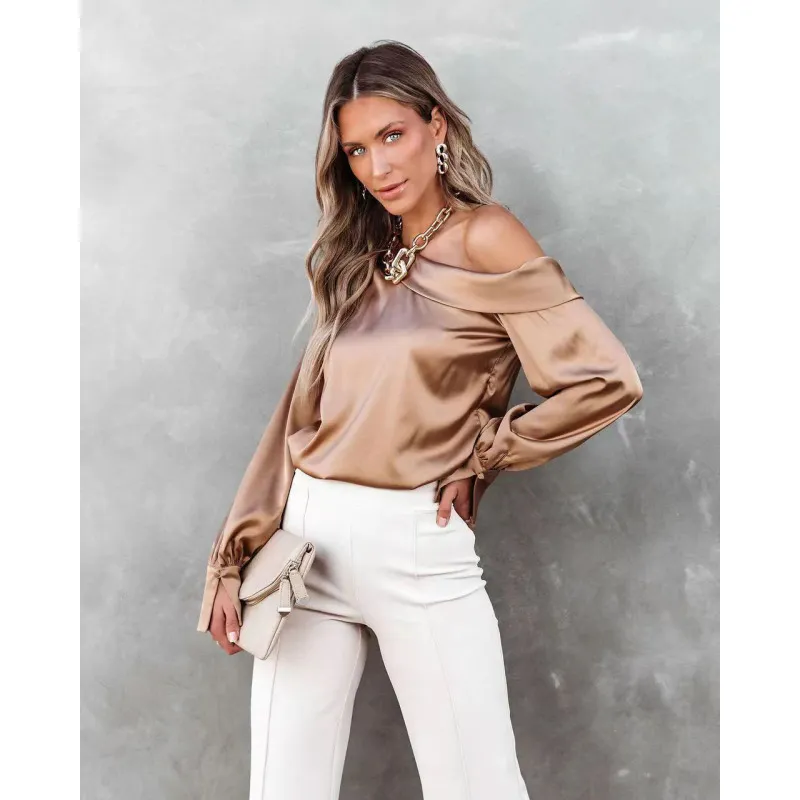 Golden Hour One-Shoulder Satin Top