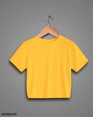 Golden yellow plain crop t shirt
