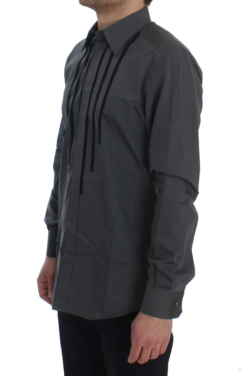 Gray Cotton Silk Slim Fit GOLD Shirt