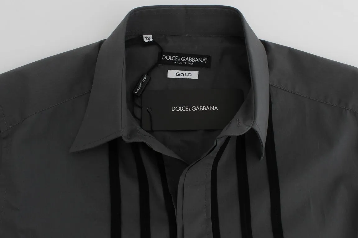 Gray Cotton Silk Slim Fit GOLD Shirt