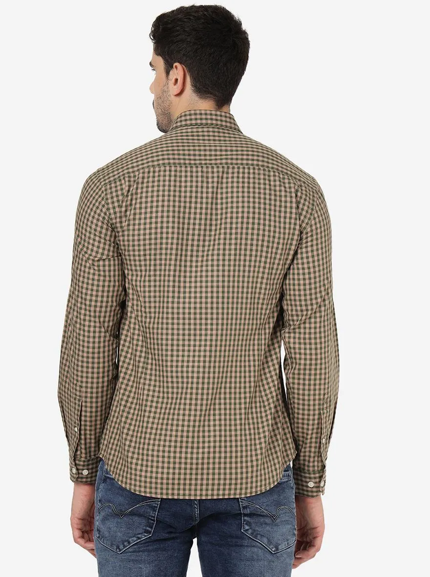 Green Checked Smart Fit Semi Casual Shirt | Greenfibre